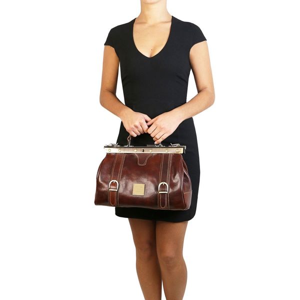 Monalisa - шкіряна сумка Gladstone з пряжками спереду TL10034 Коричневий TL10034 фото