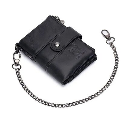 Чоловічий гаманець розкладний чорний з ланцюжком TW080A Bull TW080A фото