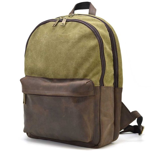 Чоловічий рюкзак шкіра та канвас хаккі для ноутбука TARWA RHc-7273-3md RHc-7273-3md фото