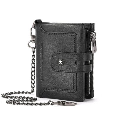 Чоловічий гаманець розкладний чорний з ланцюжком TW230A Bull TW230A фото