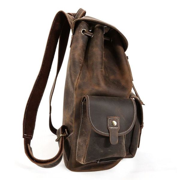 Шкіряний оригінальний рюкзак з трьома кишенями фірми Tiding P3165 P3165 фото