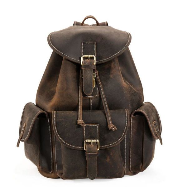 Шкіряний оригінальний рюкзак з трьома кишенями фірми Tiding P3165 P3165 фото