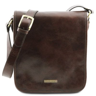 TL Messenger - шкіряна сумка на плечі з 2 відділами TL141255 Темно -коричневий TL141255 фото