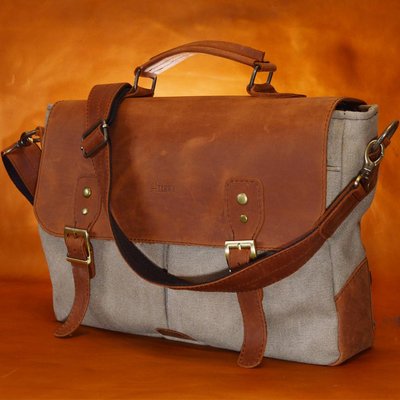 Чоловіча сумка-портфель з канвасу та шкіри RBcs-3960-3md TARWA RH-3960-4lx фото