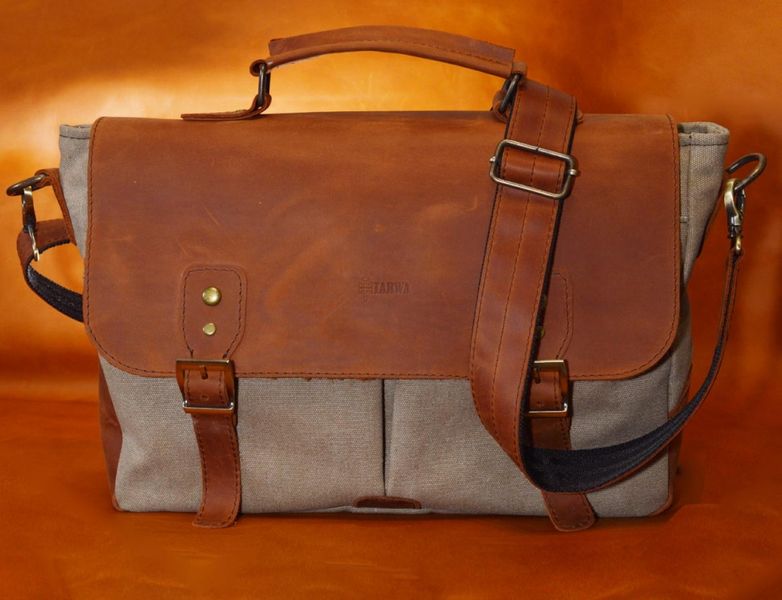 Чоловіча сумка-портфель з канвасу та шкіри RBcs-3960-3md TARWA RH-3960-4lx фото