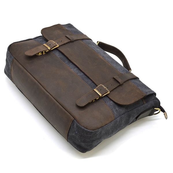 Чоловічий портфель з канвас та кінської шкіри TARWA RGc-3920-3md сіра RGc-3920-3md фото
