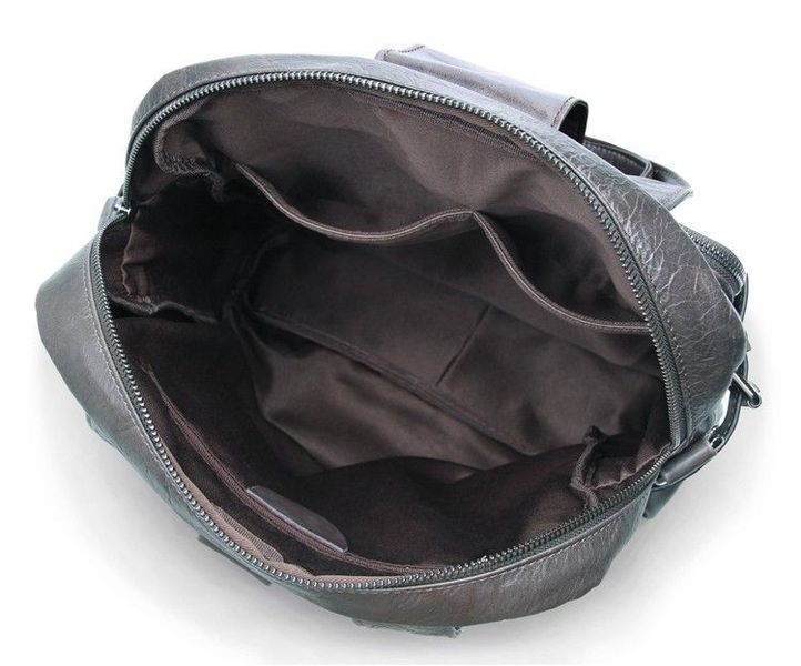Вертикальна шкіряна сумка трансформер: рюкзак, сумка, крос-боді, сіра 7065J JD7065J фото