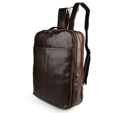 Класичний шкіряний дорожній рюкзак шоколадного кольору John McDee 7280C JD_7280C фото