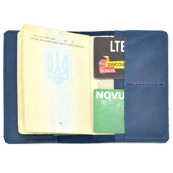 Шкіряна обкладинка на паспорт, військовий квиток TARWA RK-passp синя RK-passp фото